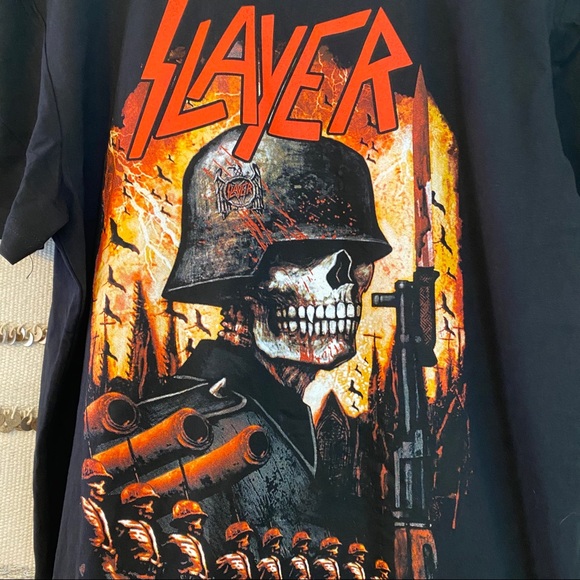 SLAYER Retro Vintage Style Skull Metal Band Tee - Picture 2 of 3
